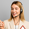 Smiling woman wearing a headset